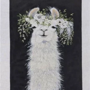 A painting of an animal with flowers on it's head.
