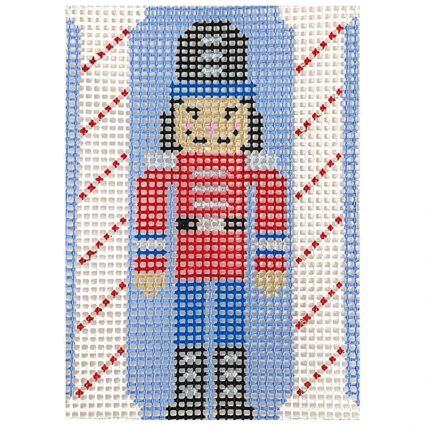 A nutcracker is depicted in this cross stitch pattern.