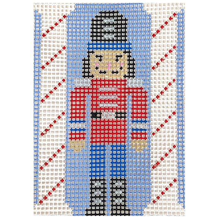 A nutcracker is depicted in this cross stitch pattern.