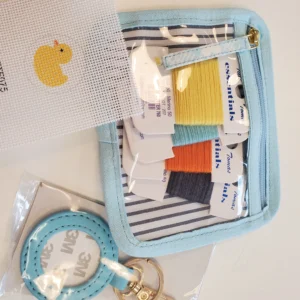 A blue bag with some different types of items inside