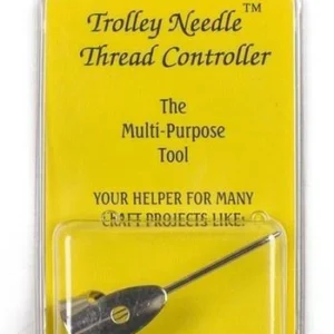 A black and yellow package of thread controller