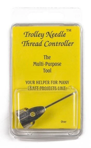 A black and yellow package of thread controller