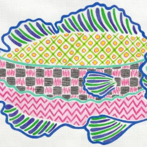 A fish with different patterns on it's face.