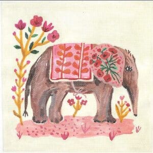 Elephant with pink blanket