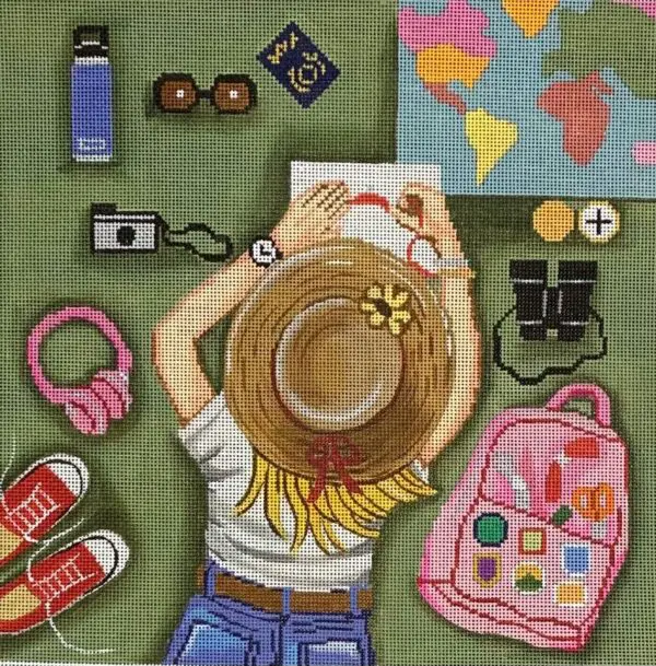 Gayla Elliot Girl Stitching World Traveler