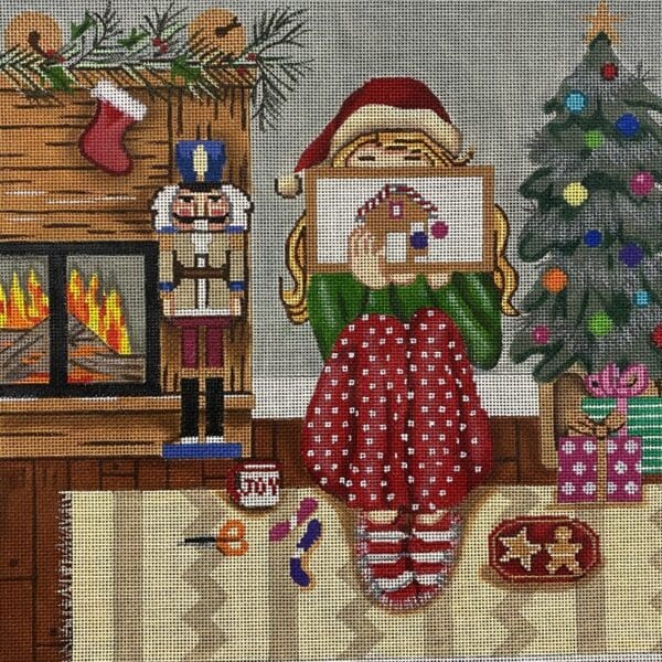 Christmas Stitching Girl