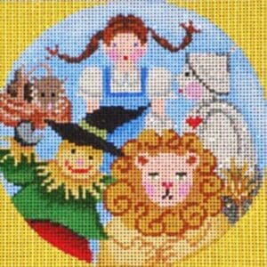 Needlepoint depiction of Wizard of Oz characters