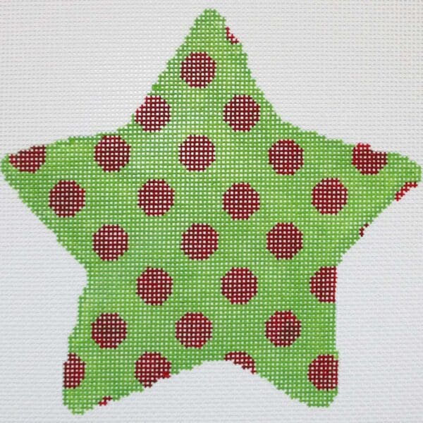 Green Star with Red Polka Dots