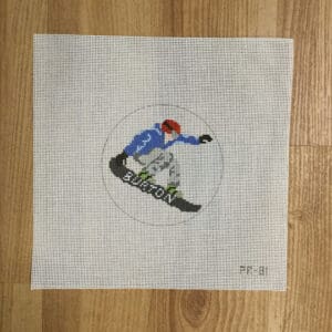 Needlepoint canvas with snowboarder design