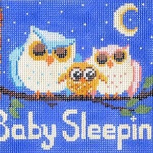 Baby sleeping cross-stitch owl family